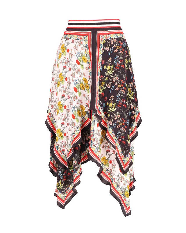 Alice + Olivia Maura Tiered Hankderchief Hem Skirt in Multicolor Polyester