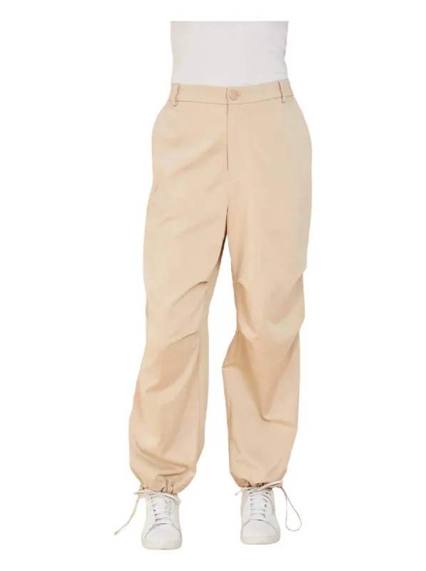 Draw String Hem Utility Pants In Sand