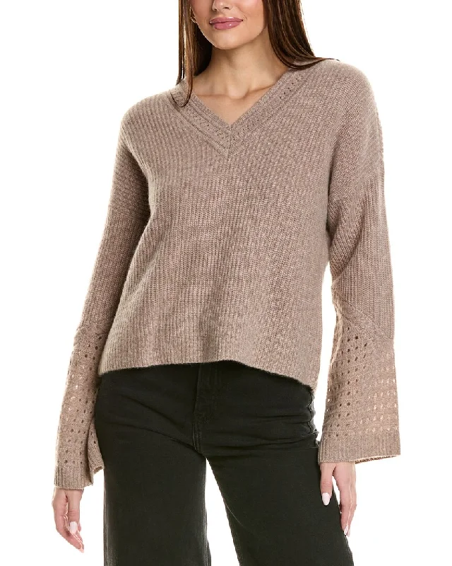 Design History Pointelle Sleeve Cashmere Sweater