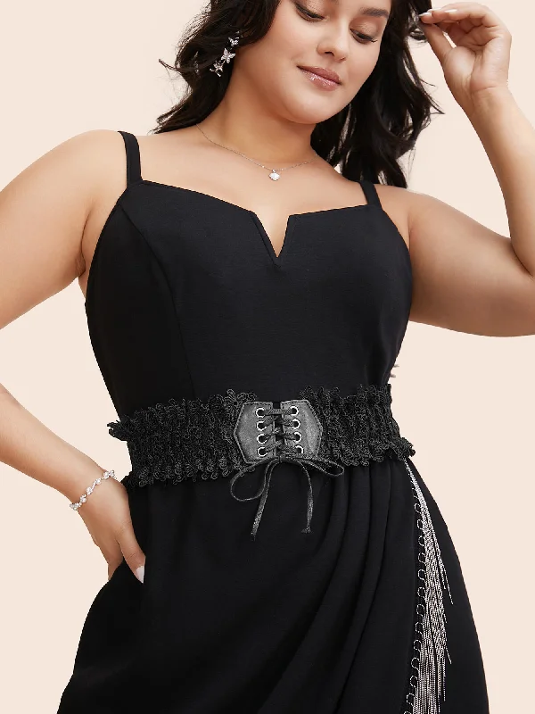 Lace-Up Waist Wide Belt