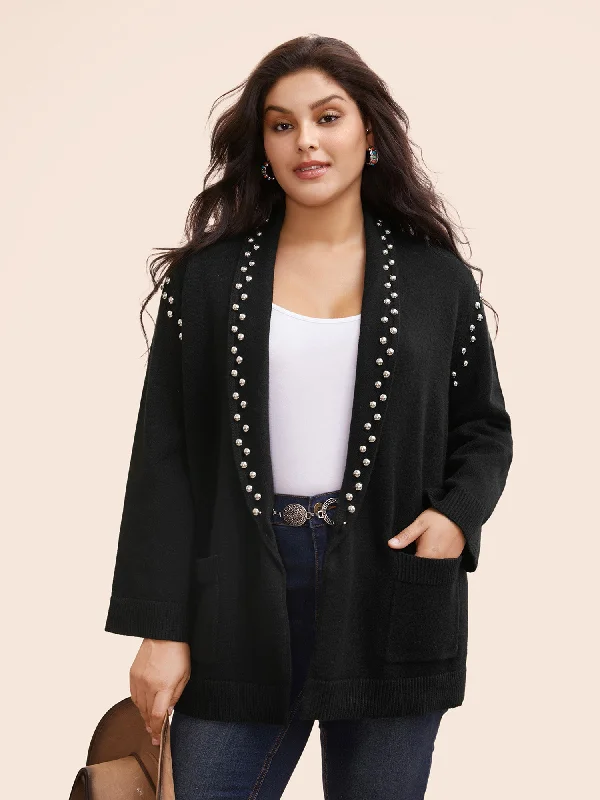 Metal Studs Pockets Blazer Cardigan