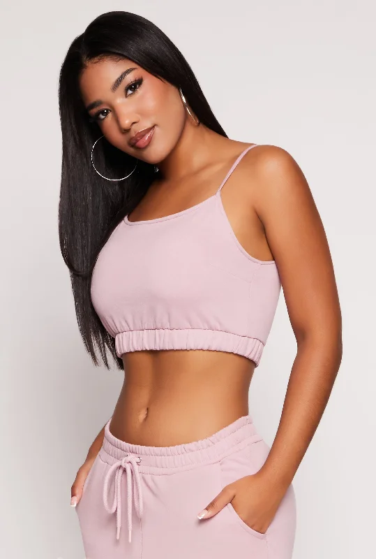 Iris Fleece Lined Elastic Hem Crop Top