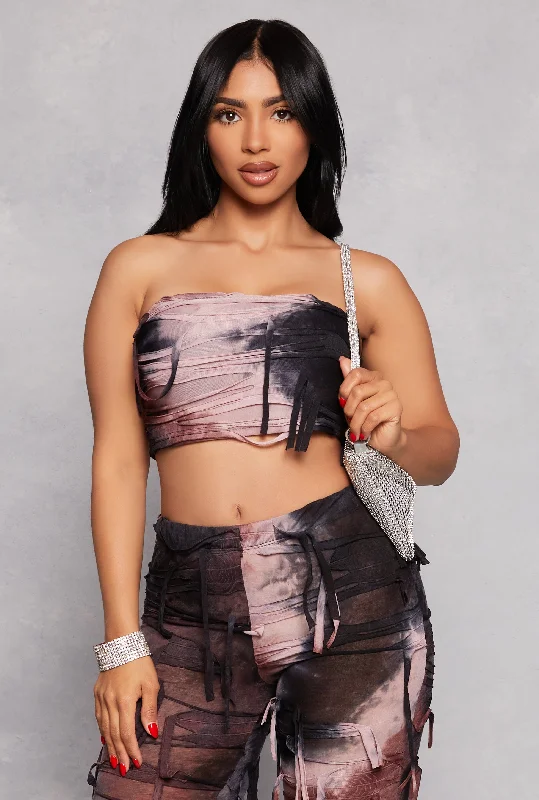 Distressed Bandeau Crop Top