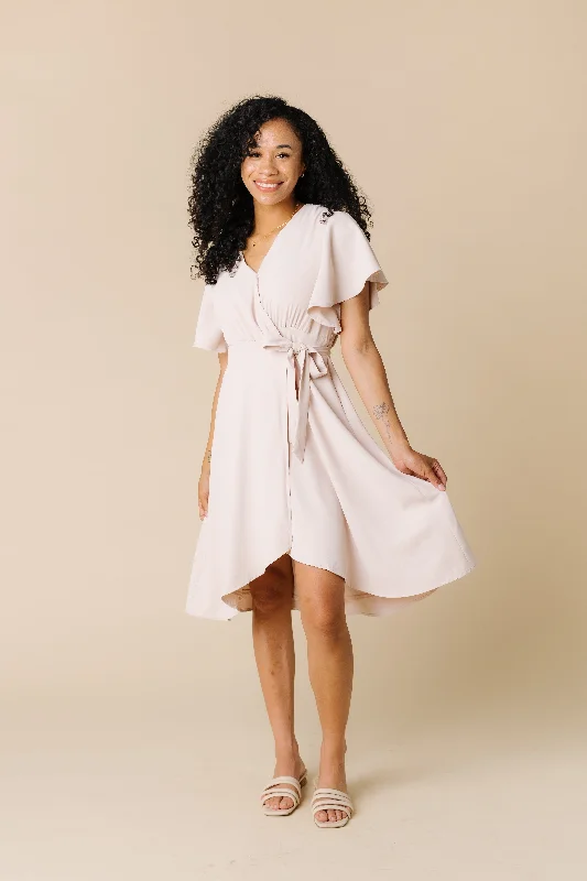 Daphne Tulip Wrap Dress - Taupe