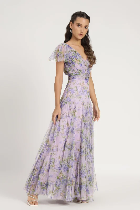 Gally Maxi Dress in Lilac Print